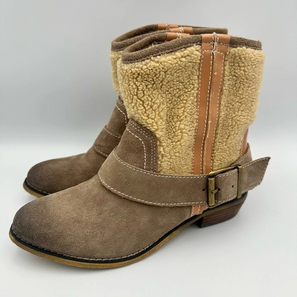 Kelsi Dagger Brooklyn Suede‎ Sherpa Lined Ankle Boot size 7 - Picture 1 of 8